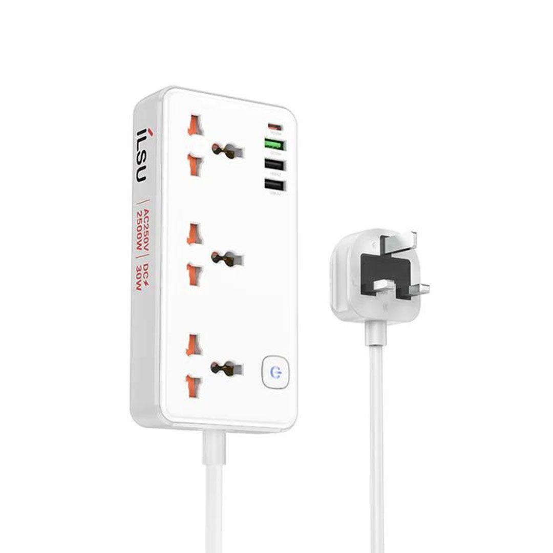 ILSU 2500W Multiport Safety Socket with 3 Triple Power Outlets