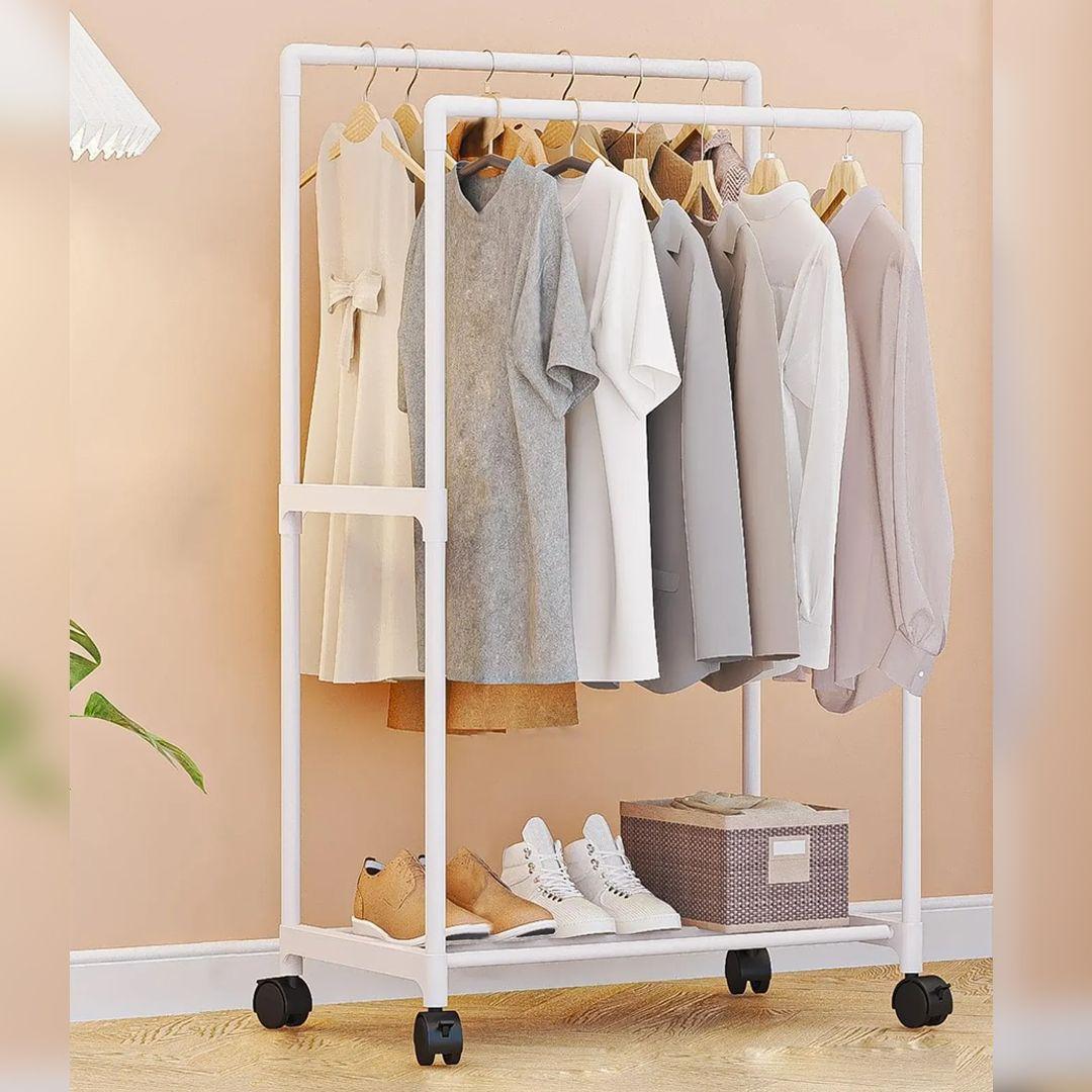 Double Metal Clothes Stand with Shoe Storage Rack