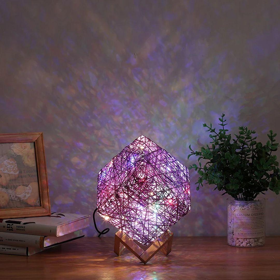 Creative Nordic Simple Led Table Lamp Square Rattan Rope Rattan Ball Led Lamp