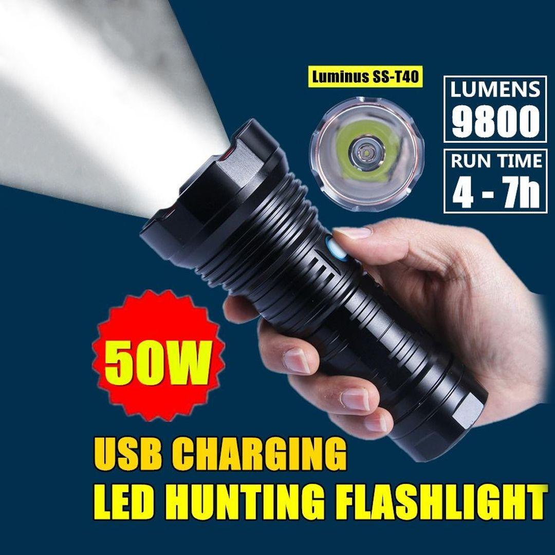 Luminus SST40 Outdoor Professional Hunting LED Flashlight USB Charging Ultra Bright Tactical Torch