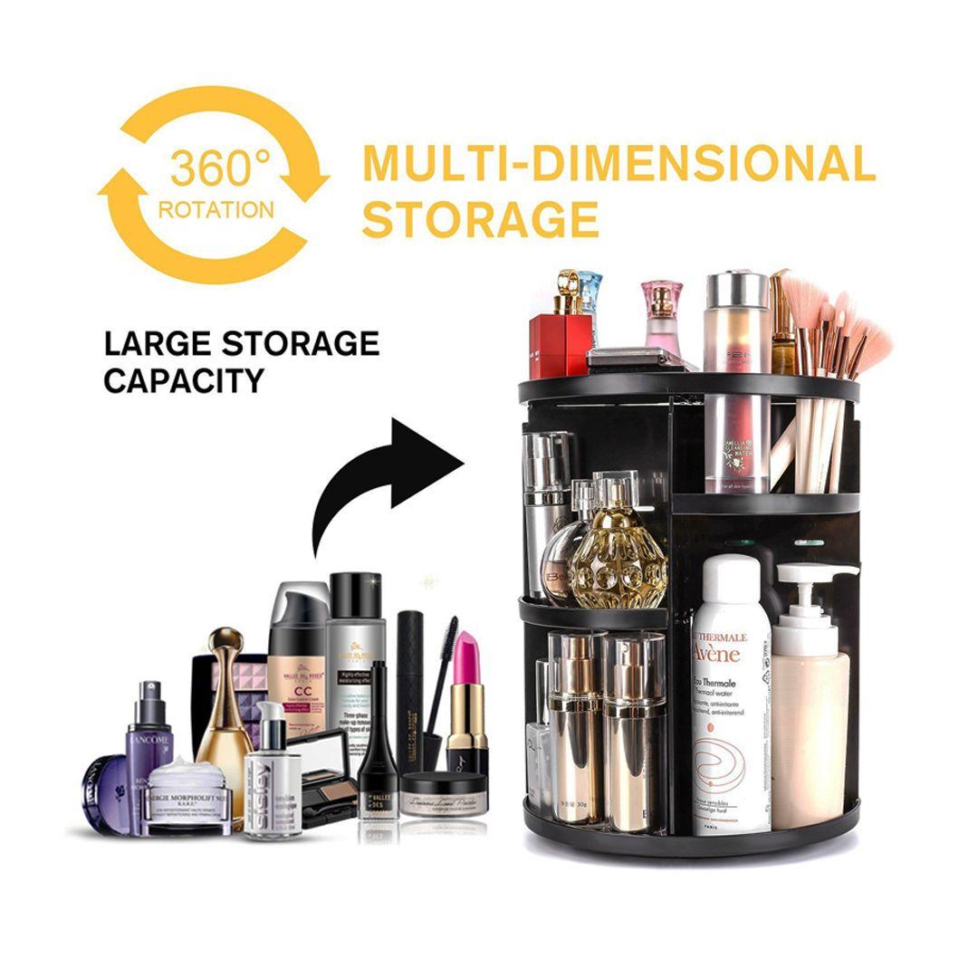 360 Rotating Makeup Organizer Adjustable Makeup Carousel Spinning Holder Storage Rack