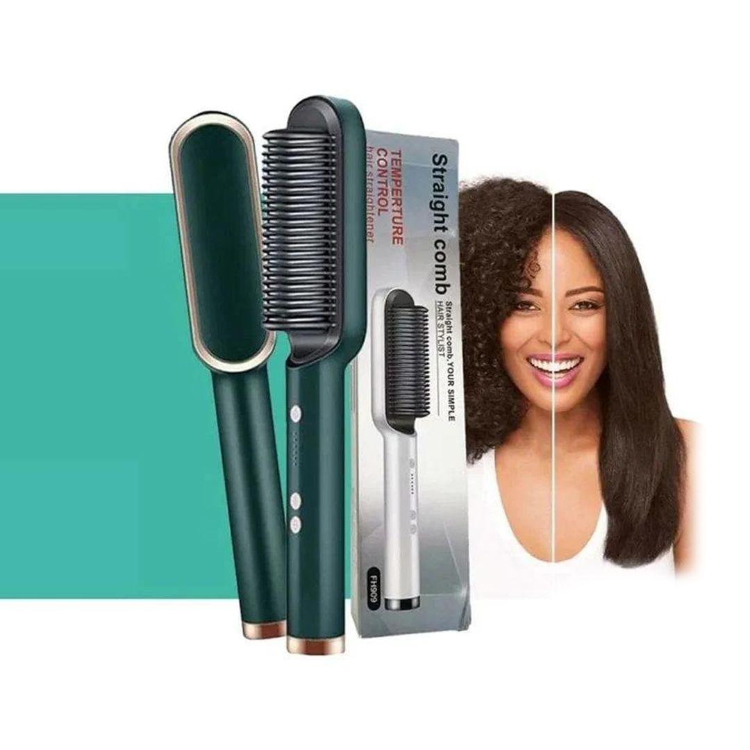 Professional Electric Hair Straightener & Curling Brush 2 in 1with Intelligent Temperature Control and Fast Heating
