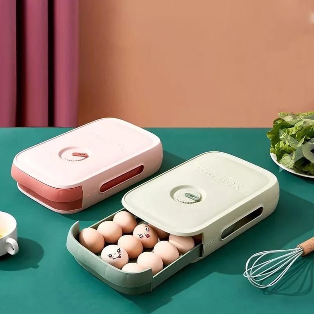 Large Capacity Refrigerator Egg Organizer Storage Box 18-20 Eggs Space-saving and Practical