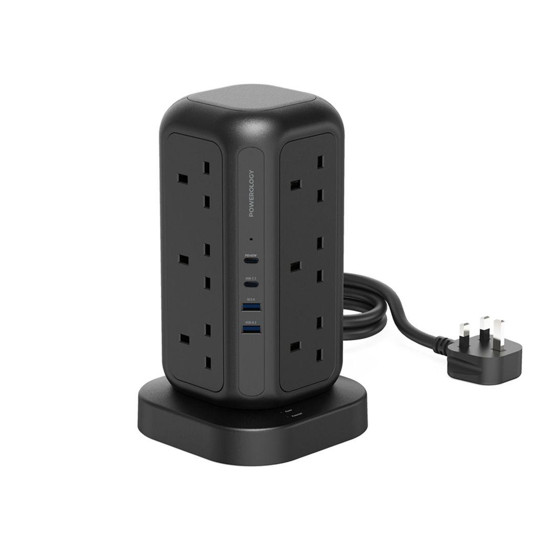Powerology 12 Socket Multi-Port Tower HUB / Charge 