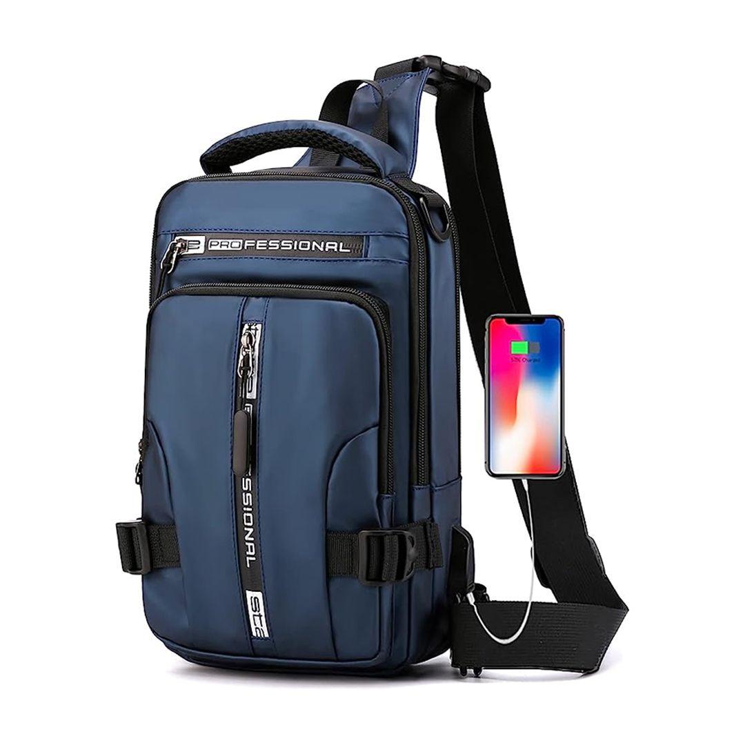 Backpack Crossbody Shoulder Chest Bag with USB Cable Suitable 