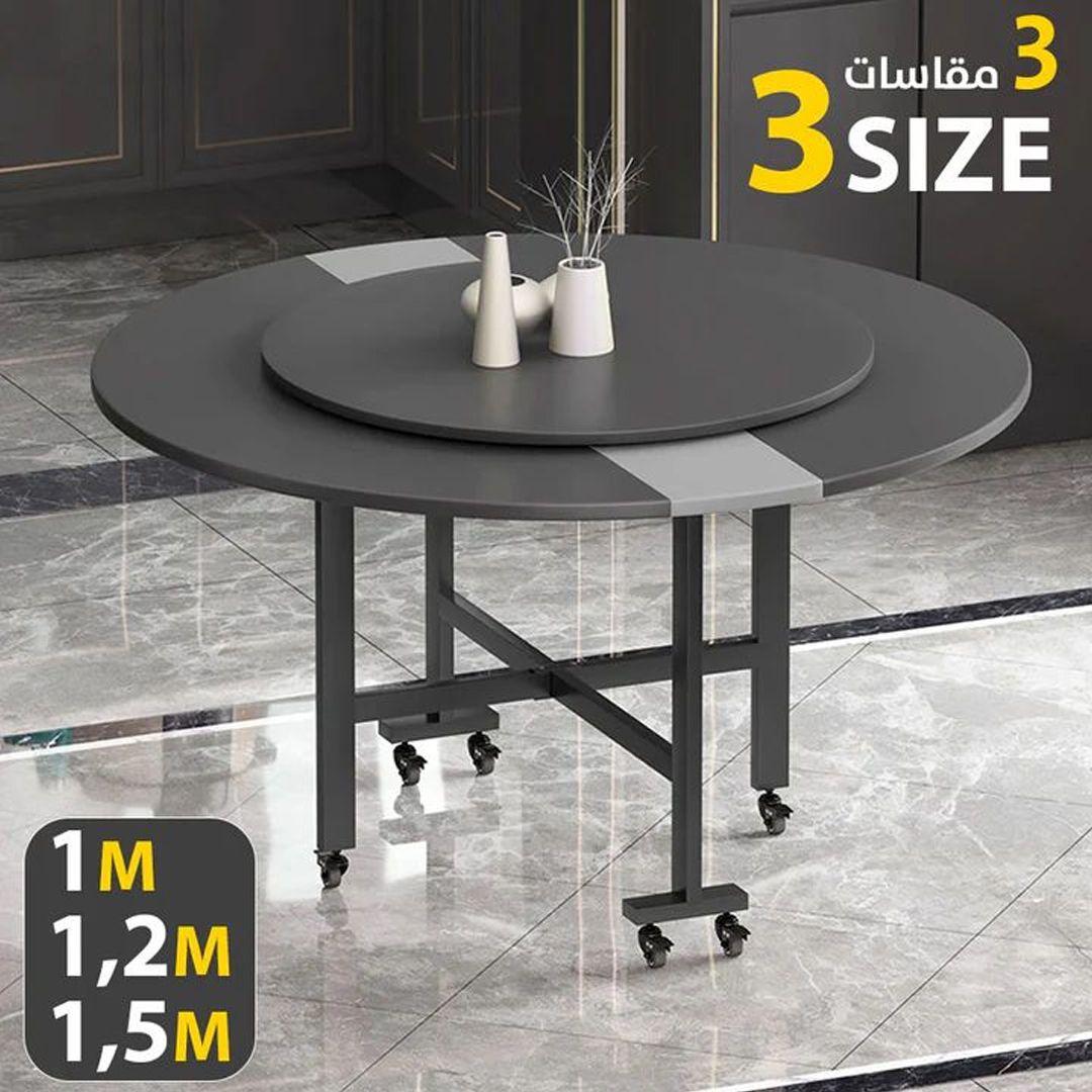Foldable Dining Table with Wheels and Metal Base