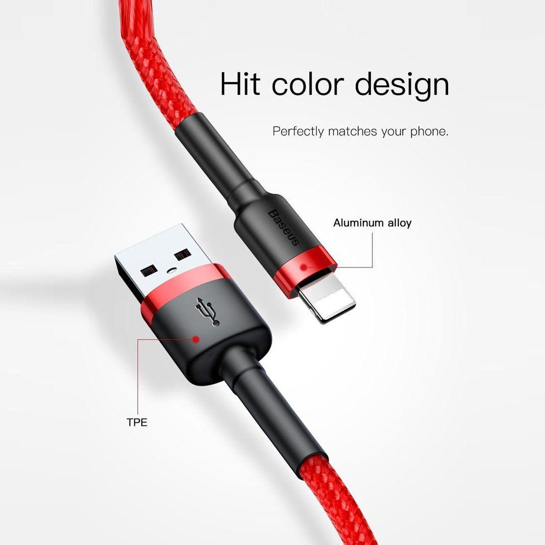 Baseus Cafule 1.5A Quick Charge Lightning Cable for Apple iPhone & iPad 300cm (Black or Red) 