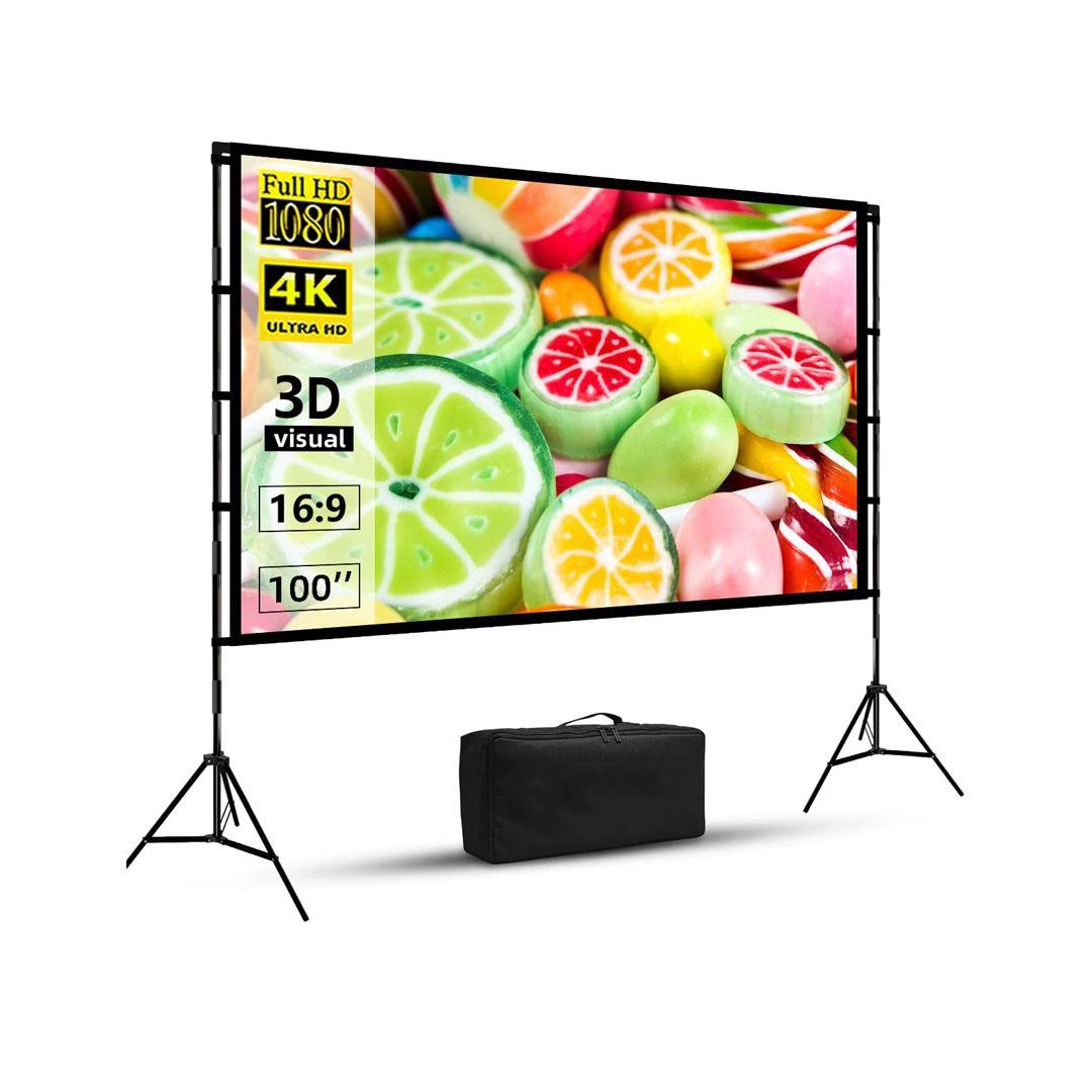 Portable Projector Screen with Stand Lightweight Foldable (100 - 120 inches)