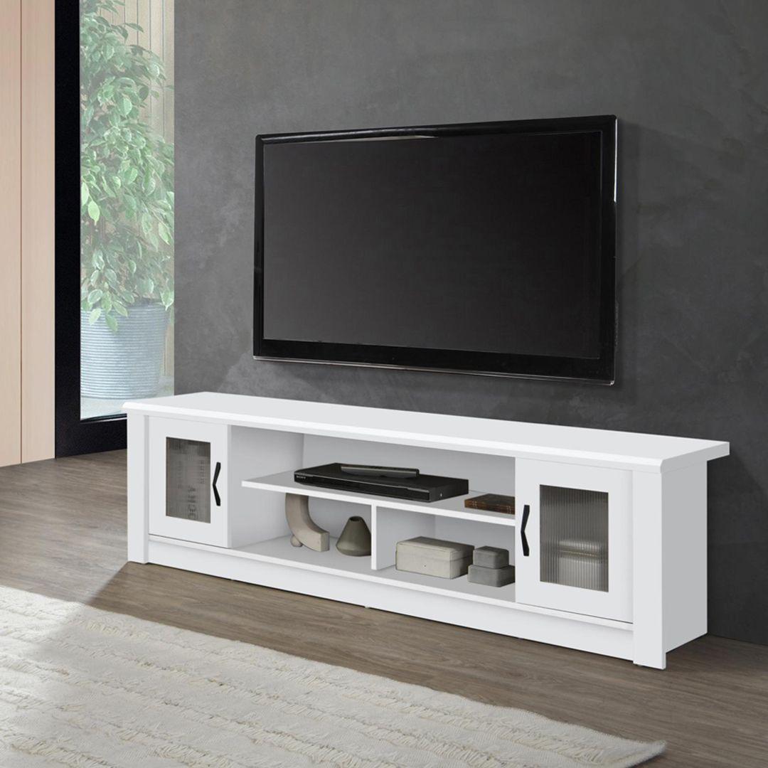 Malaysian TV Table with 2 Transparent Cabinets and 2 Storage Shelves - Model 313 