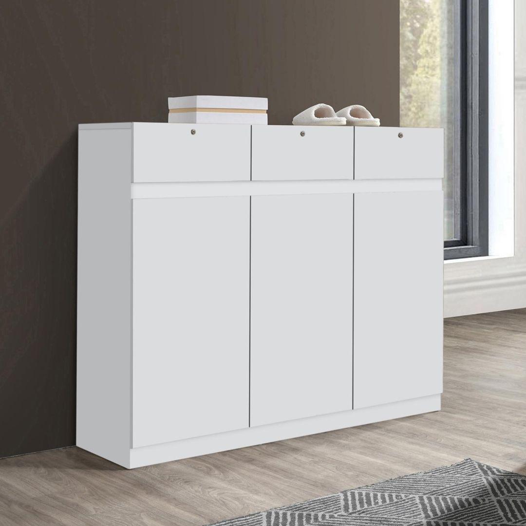 Malaysian Shoe Cabinet with 3 Drawers with Locks and 3 Doors - Model 242