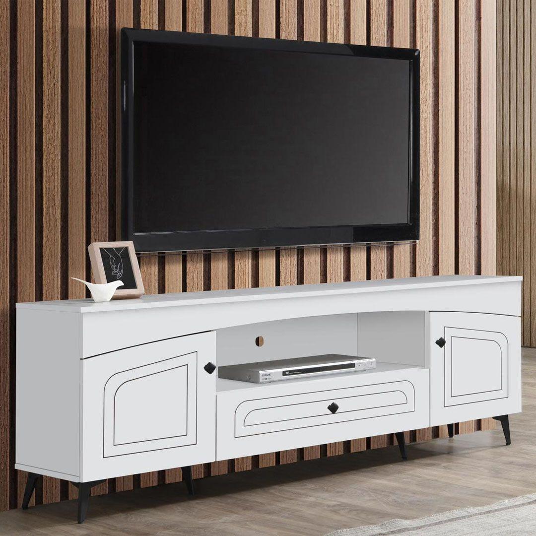 Malaysian TV Table with 2 Cabinets with Storage Shelf and Drawer - Model 8006