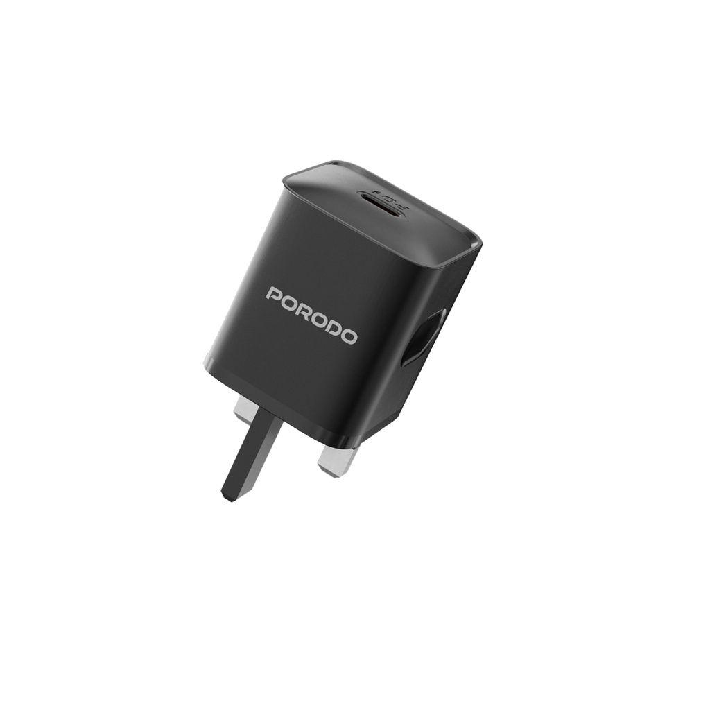 Porodo PD-FWCH023-C-BK USB-C Wall Charger with Type-C Cable