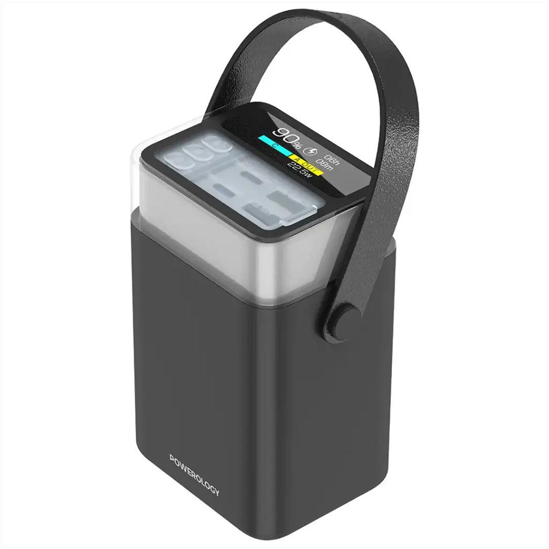 Powerology Halo Beam Power Bank – 40000mAh Capacity with Fast PD 65W Charging,360° LED Lighting