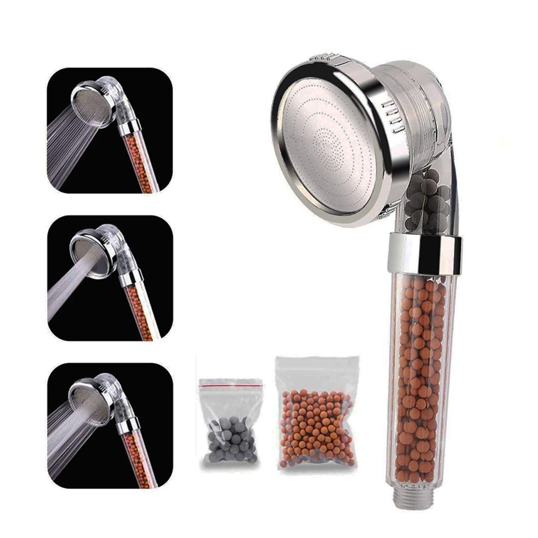 Filter Shower Head, Three Mode Anti Limestone Hand Shower, Water Saving Shower High Pressure Hand Shower