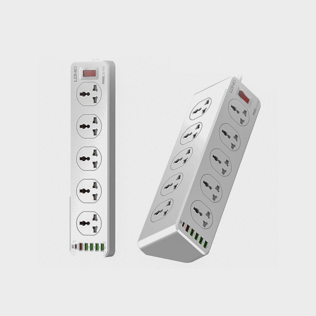 مشترك LDNIO SC10610 بتصميم هرمي مع 10 مخارج كهرباء + 5 مخارج USB + مخرج PD 