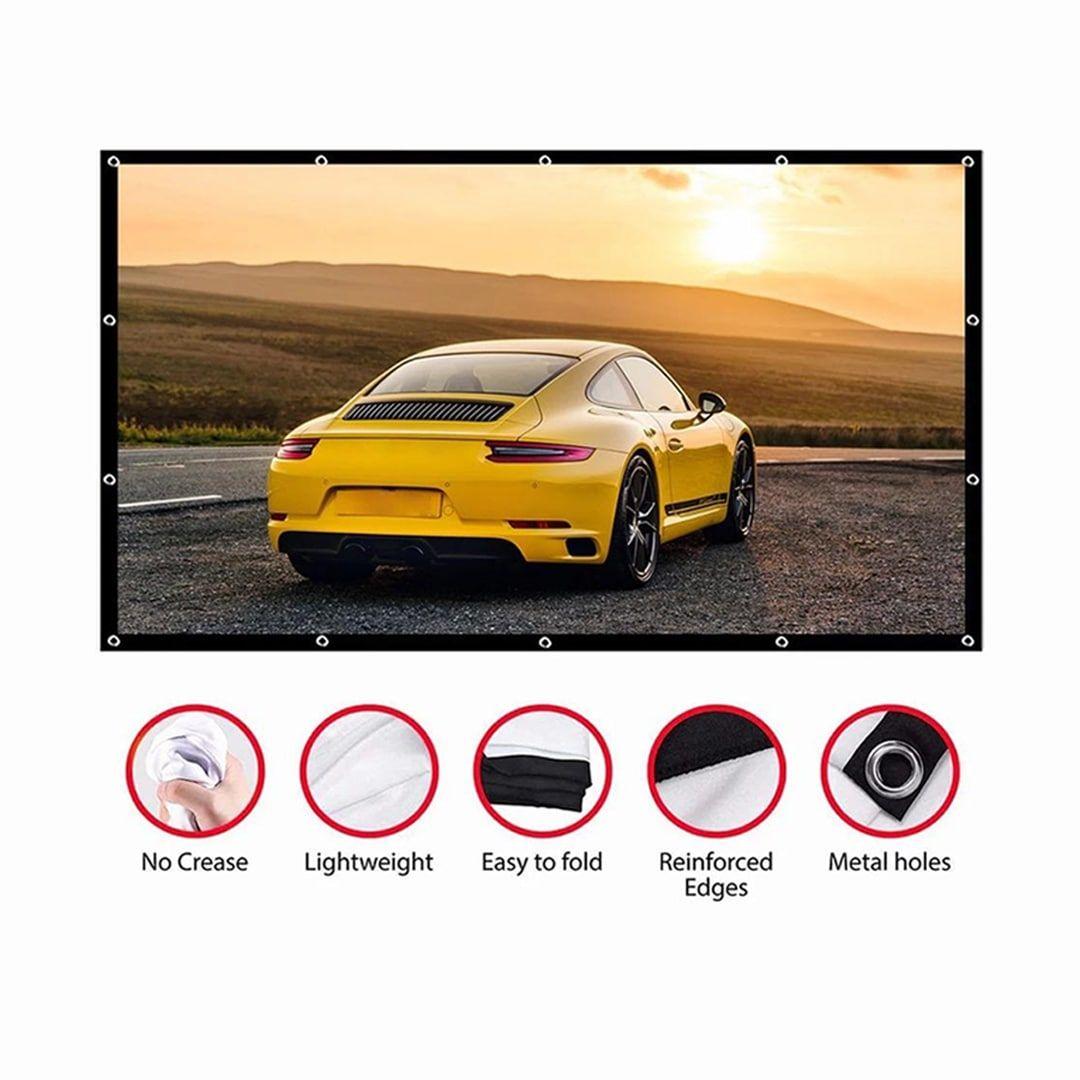 Portable Foldable Projection Screen 16:9 HD Anti Light Curtain (120 - 150 Inches)