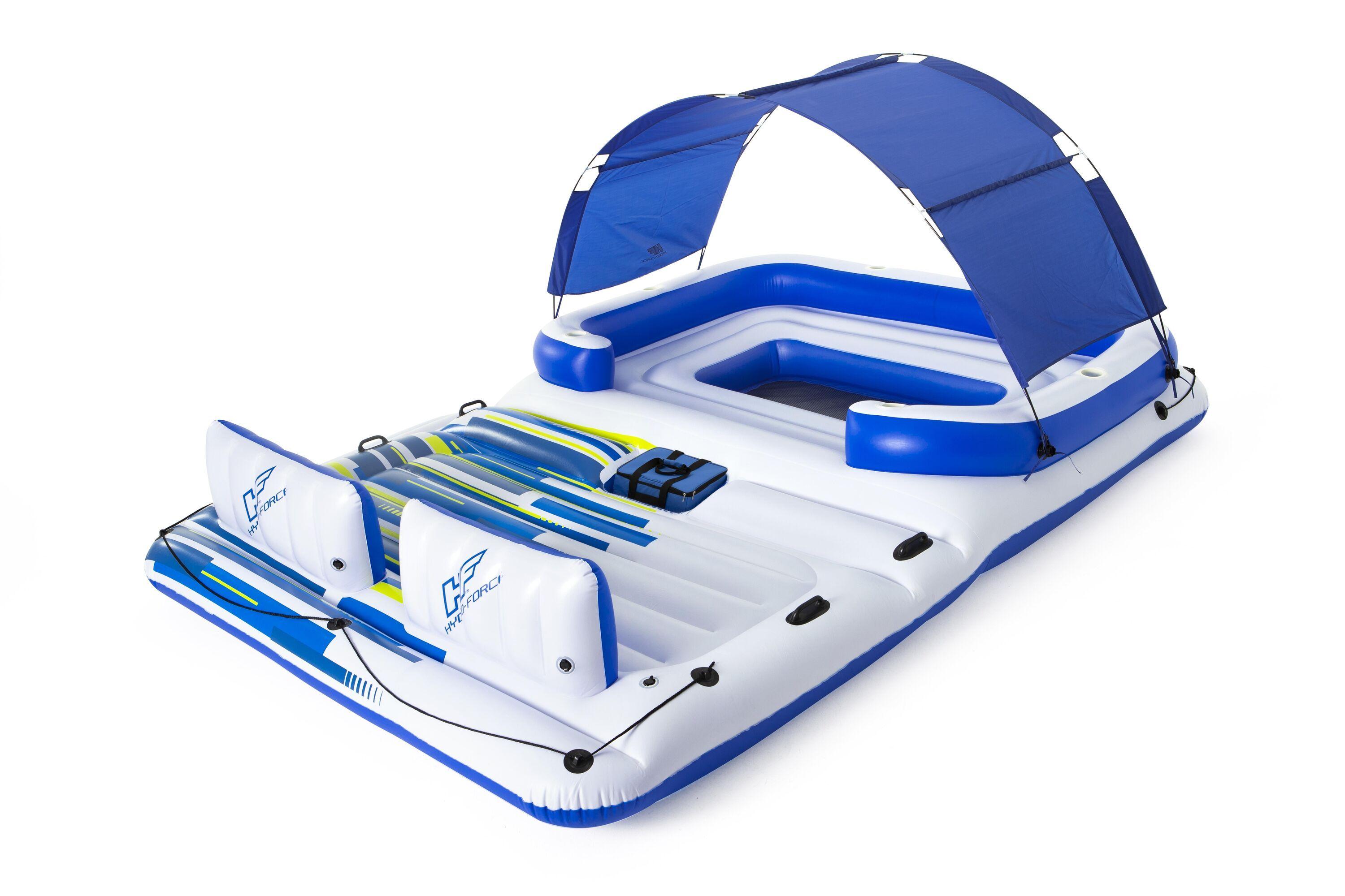 BESTWAY 43105 3.89M X 2.74M TROPICAL BREEZE ISLAND (Contents:One island, one anchor bag, one sun shade, one cooler bag, heavy-duty repair raptch) 
