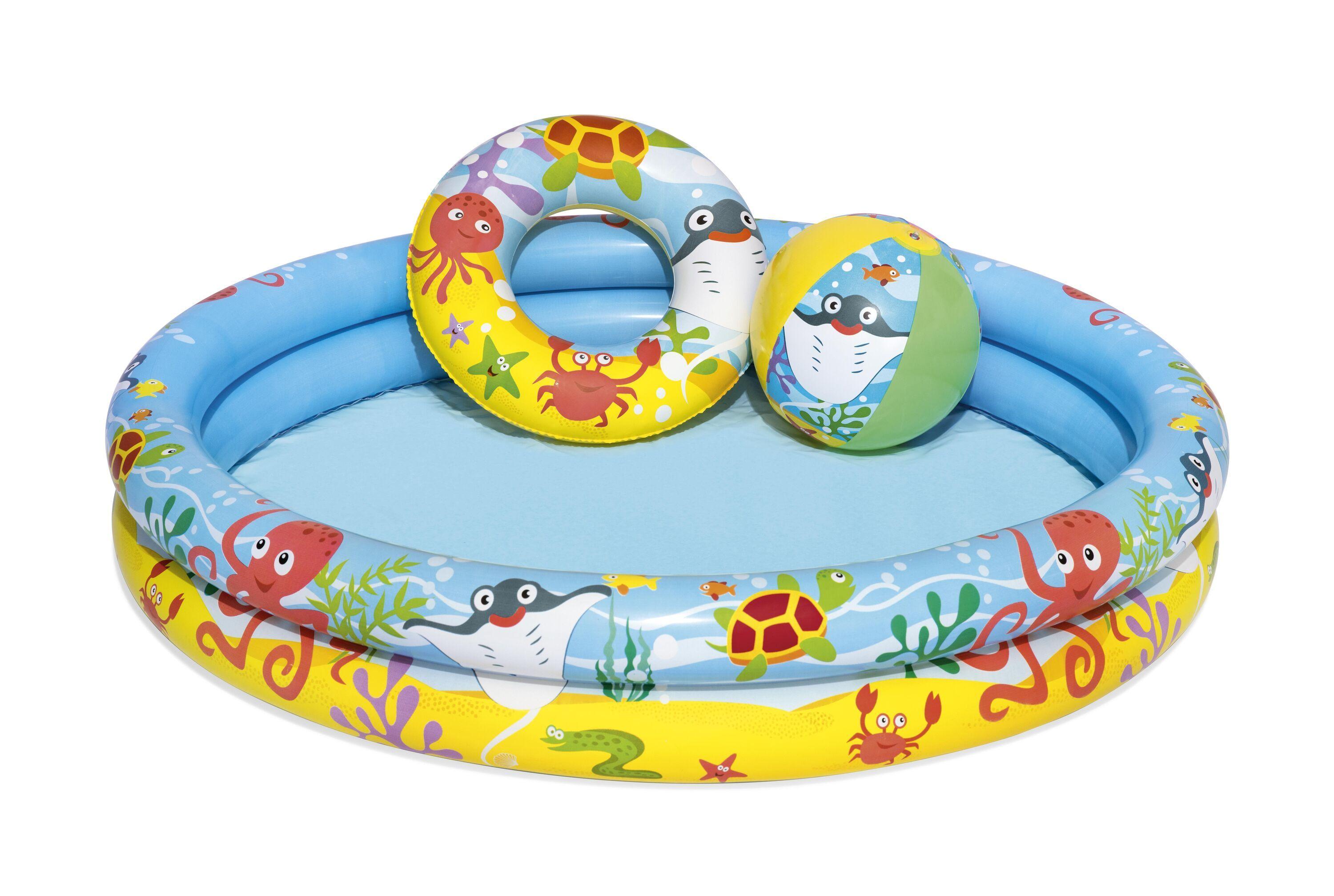 BESTWAY 51124 Φ1.22M X H20CM PLAY POOL SET (Contents: 1 pool, 1 swim ring, 1 beach ball, repair patch) Age 2+