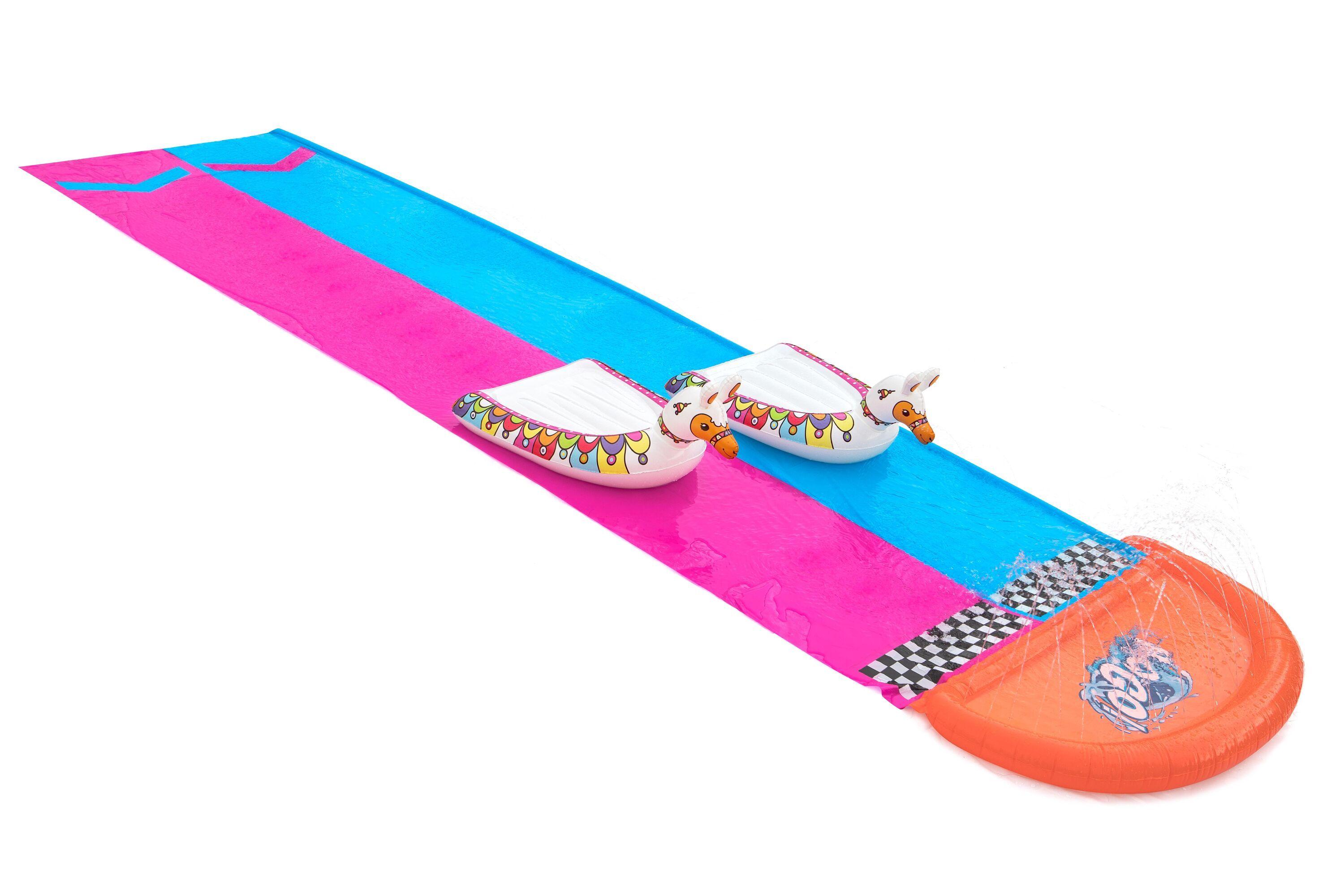 BESTWAY 52320 4.88M LLAMA RAMA DOUBLE RACE SLIDE (Contents: One water slide, two surf riders, repair patch) Age 3+