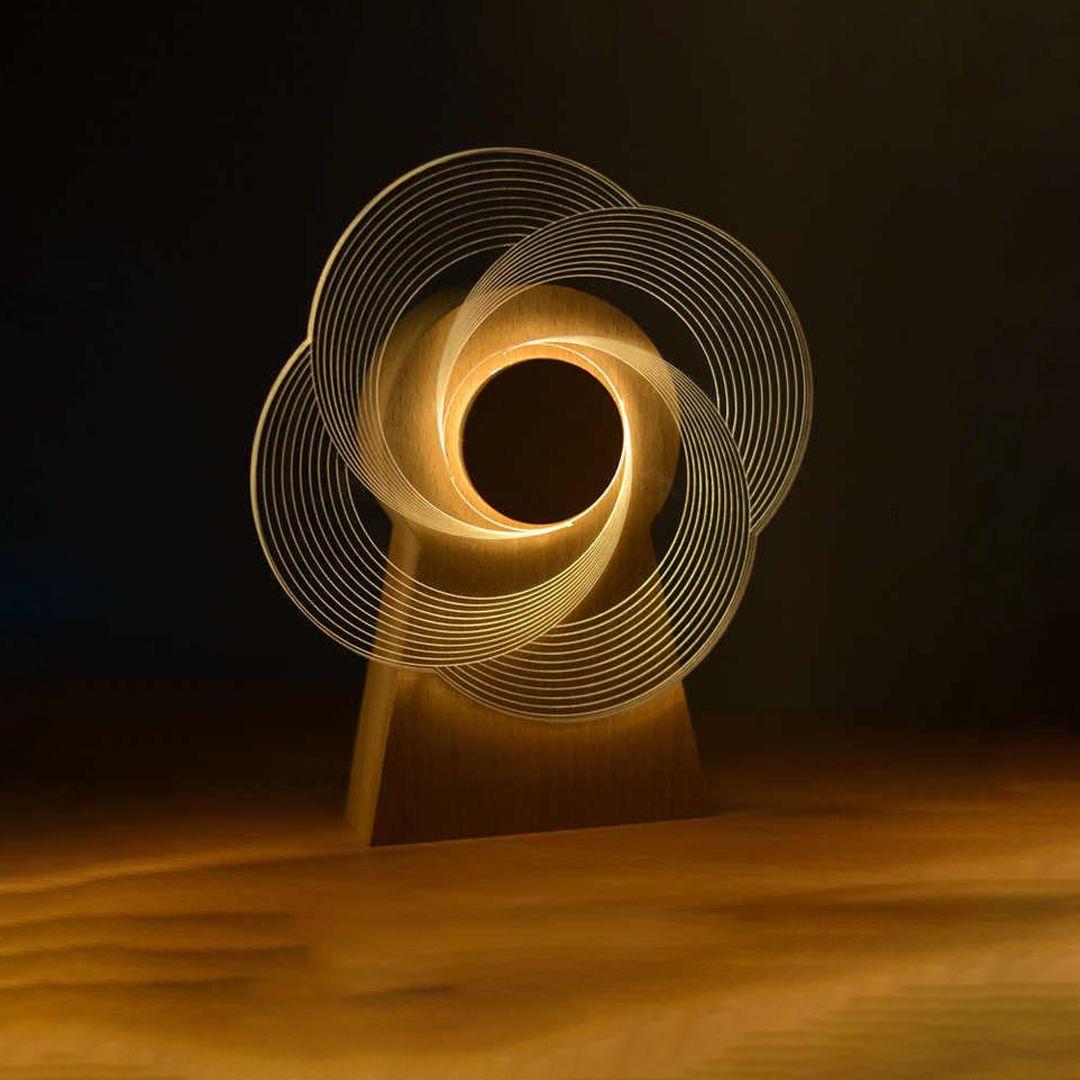 3D LED Night Light Music Box with Rotatable Plexiglass and USB Charging Cable