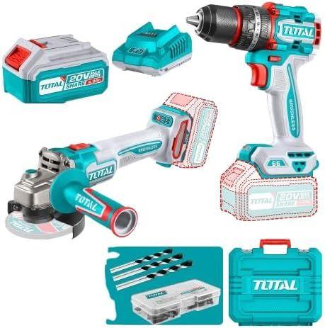 TOTAL 20 V Cordless Combo Kit – Drill & Angle Grinder (TCKLI20273)