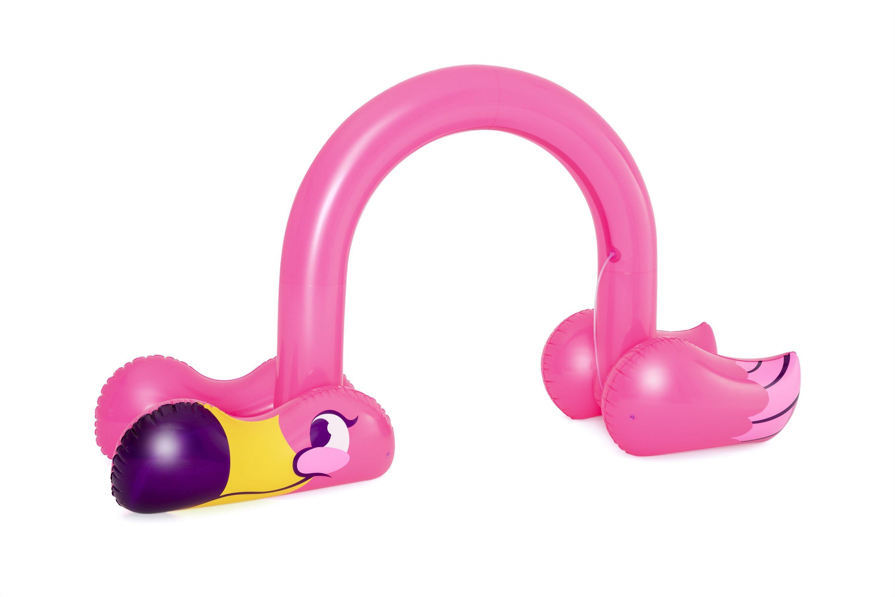 BESTWAY 52382 3.40M X 1.10M X 1.93M JUMBO FLAMINGO SPRINKLER (Contents:One product,heavy-duty repair patch) Age 2+