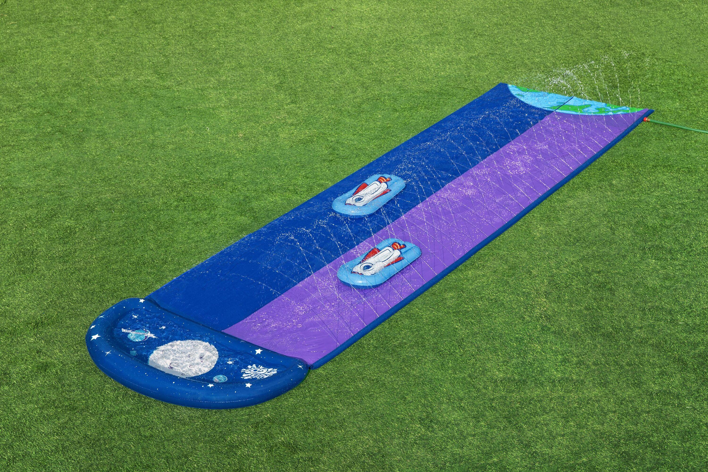 BESTWAY 52642 4.88m Lunar Launch Double Slide (1 water slide, 2 surf riders, repair patch) Age 3+