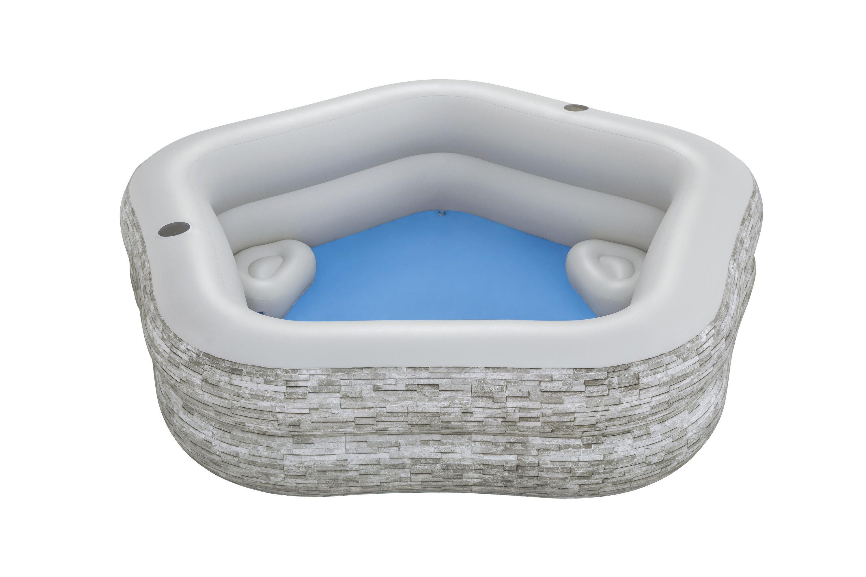 BESTWAY 54423 2.13M X 2.06M X 53CM TRUPRINT STONE FAMILY POOL (Contents:1 pool,repair patch) Age 6+