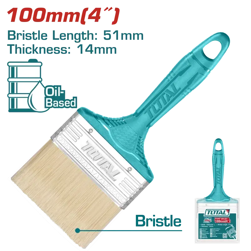 TOTAL THT845046 4″ (100 mm) Paint Brush – Oil-based Professional Coverage