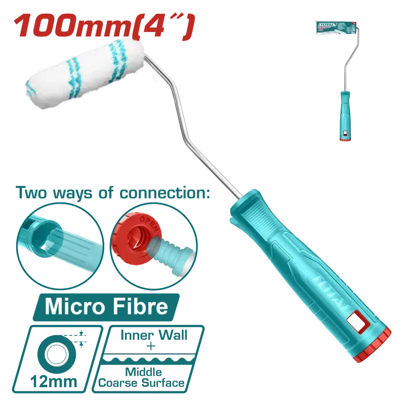 TOTAL THT85046 4″ (100 mm) Mini Cylinder Brush – Soft Internal Wall Roller