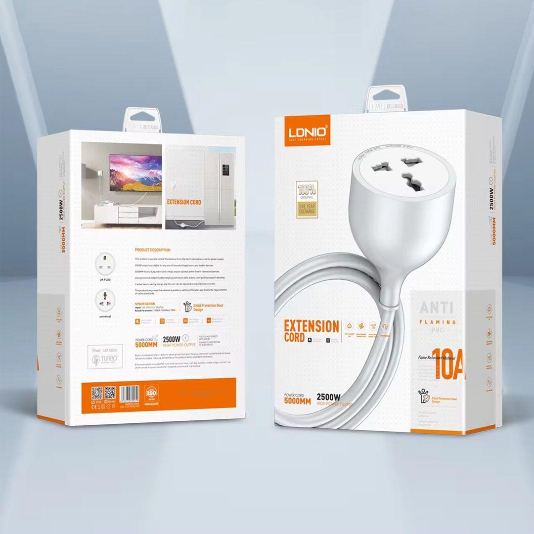 LDNIO SC1017 Extension Cord 5M 10A Socket Plugs 2500W