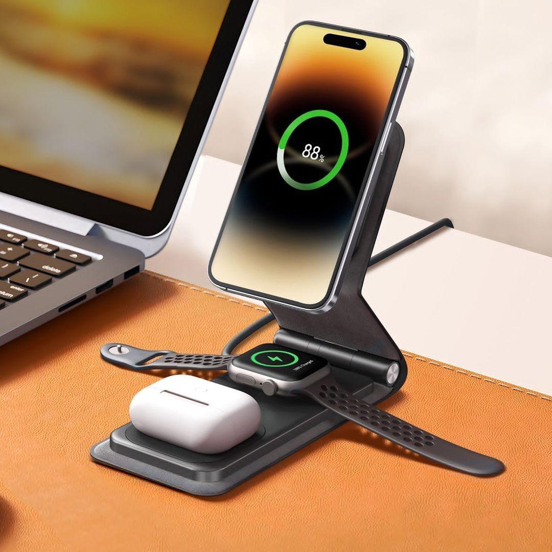 3 in 1 Magnetic Wireless Charger for Mobile Phone, Earphone, Watch