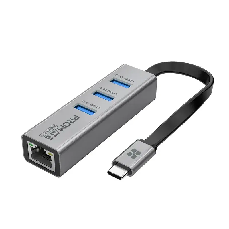 Multi-Port USB-C Hub with Ethernet Adapter • 3 x USB 3.0 Ports 