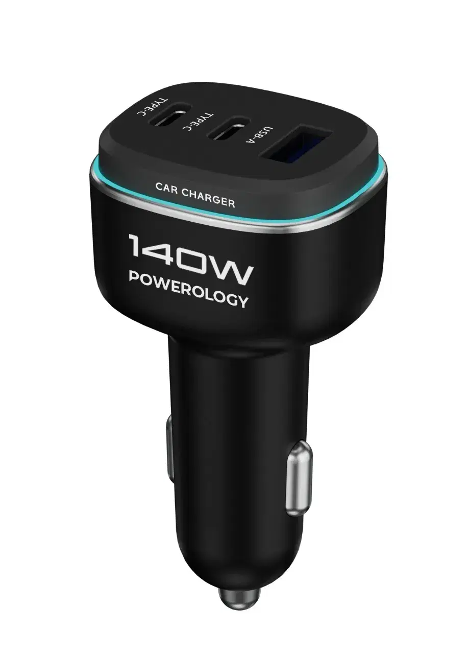 Powerology 140W Car Charger PCCSR025BKGY: Massive Power That Keeps You Connected