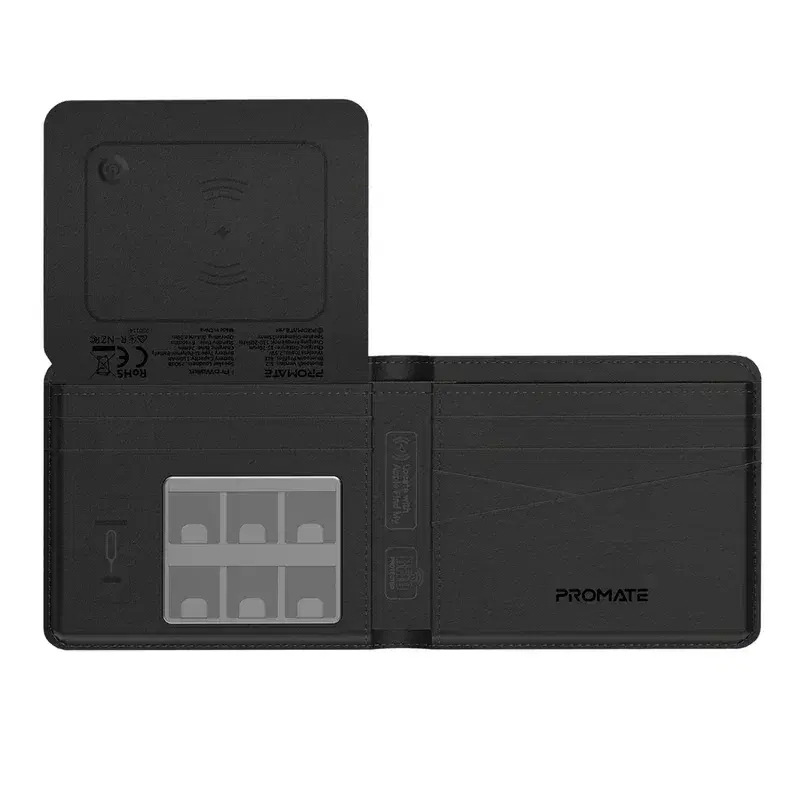 Promate ProWallet – Smart Anti‑Loss Leather Wallet with Global Tracking