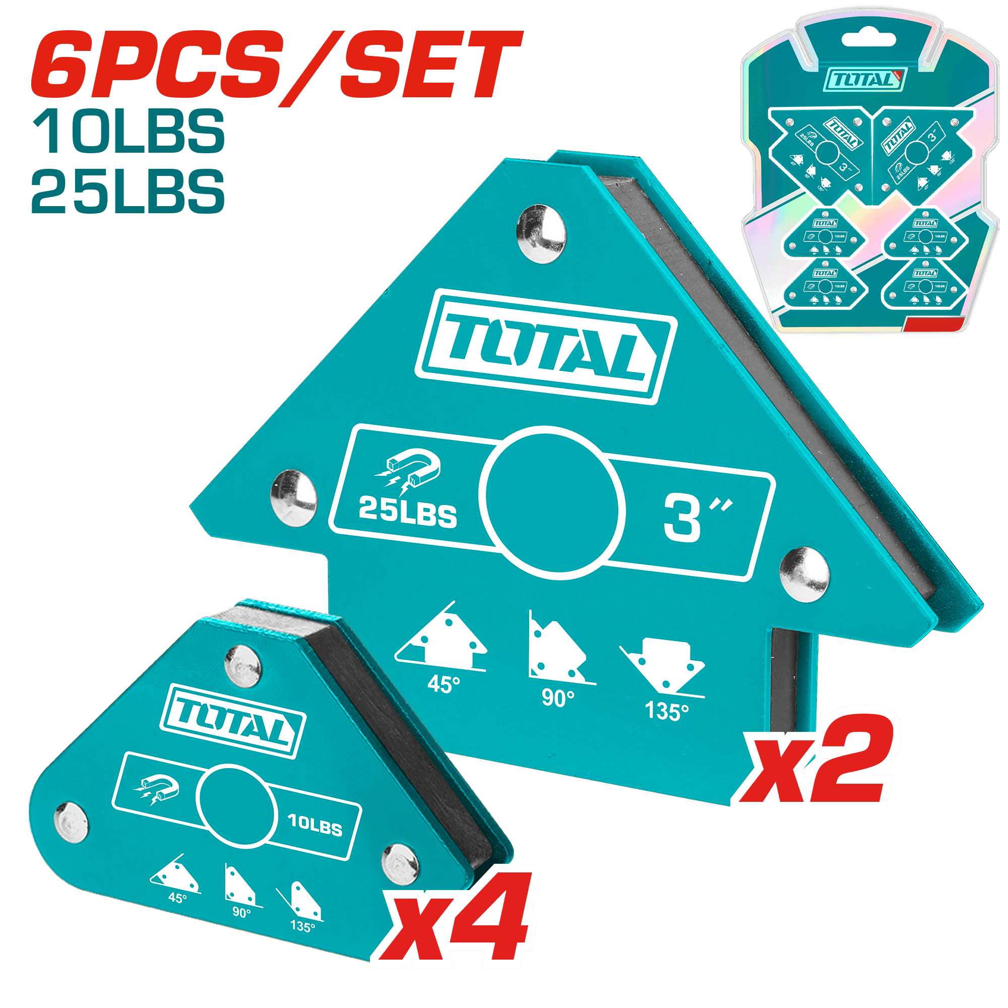 TOTAL TAMWH6002 6‑Piece Magnetic Welding Holder Set – Strong, Versatile Holding