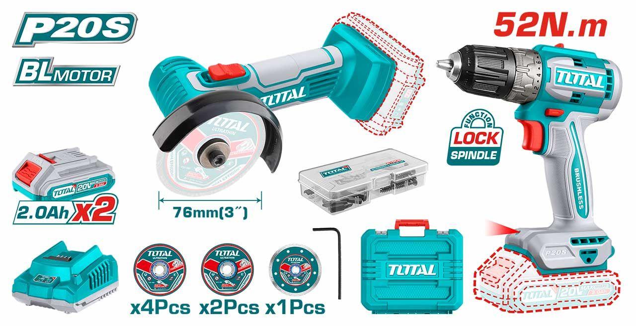 Total Drill & Mini Cut‑Off Kit TCKLI20278 — All-in-One Tool Set for Home & Workshop