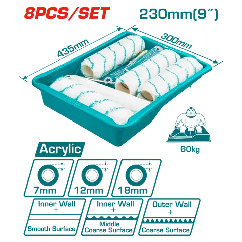 TOTAL THT811223081 8‑in‑1 Paint Roller Set – Versatile Roll Kit for Every Surface