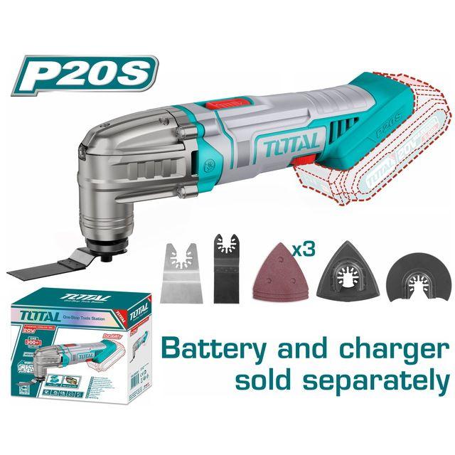 Total Tools Multi-Gun Angle Grinder 20V 2A + Battery & Charger + 8 Accessories TMLI20228