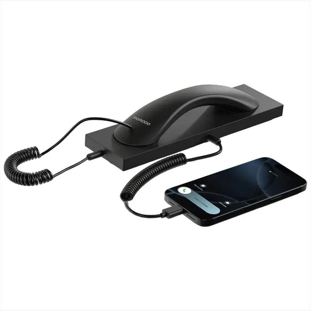 Porodo Classic Retro Phone Handset with Type-C Connector -  PD3286BK