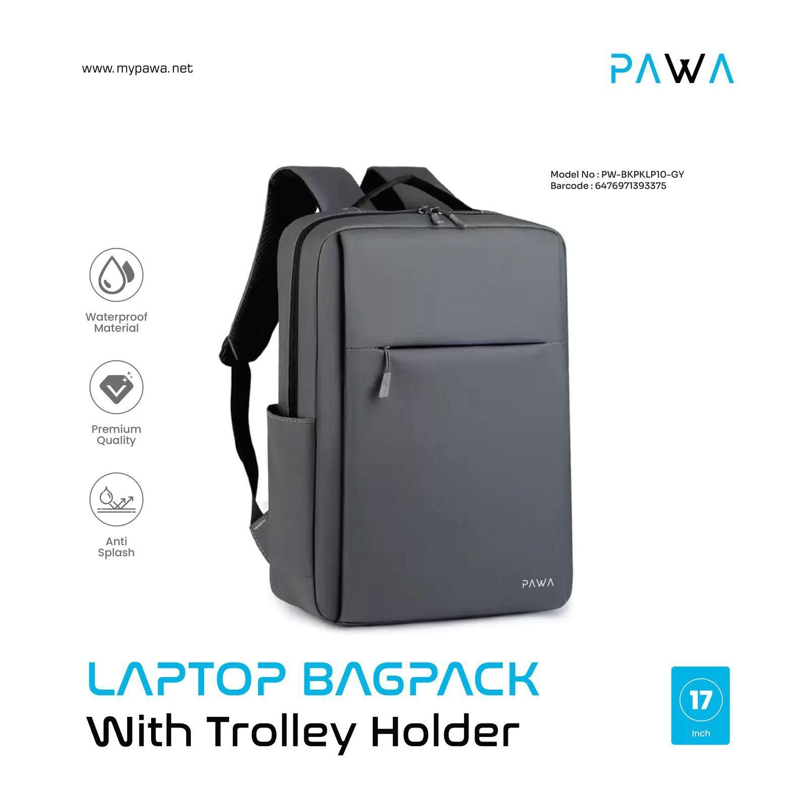 Laptop PW-BKPKLP10-GY Backpack with Trolley Holder – Multi-Purpose Travel & Work Bag