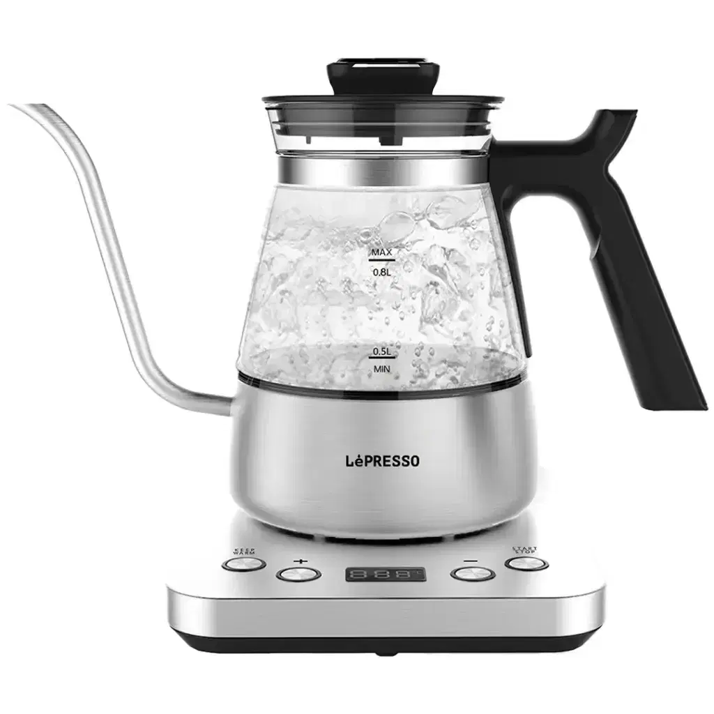 Lepresso LPCFFGEK0021SL BrewWave Gooseneck Electric Kettle with Keep Warm Mode - Silver