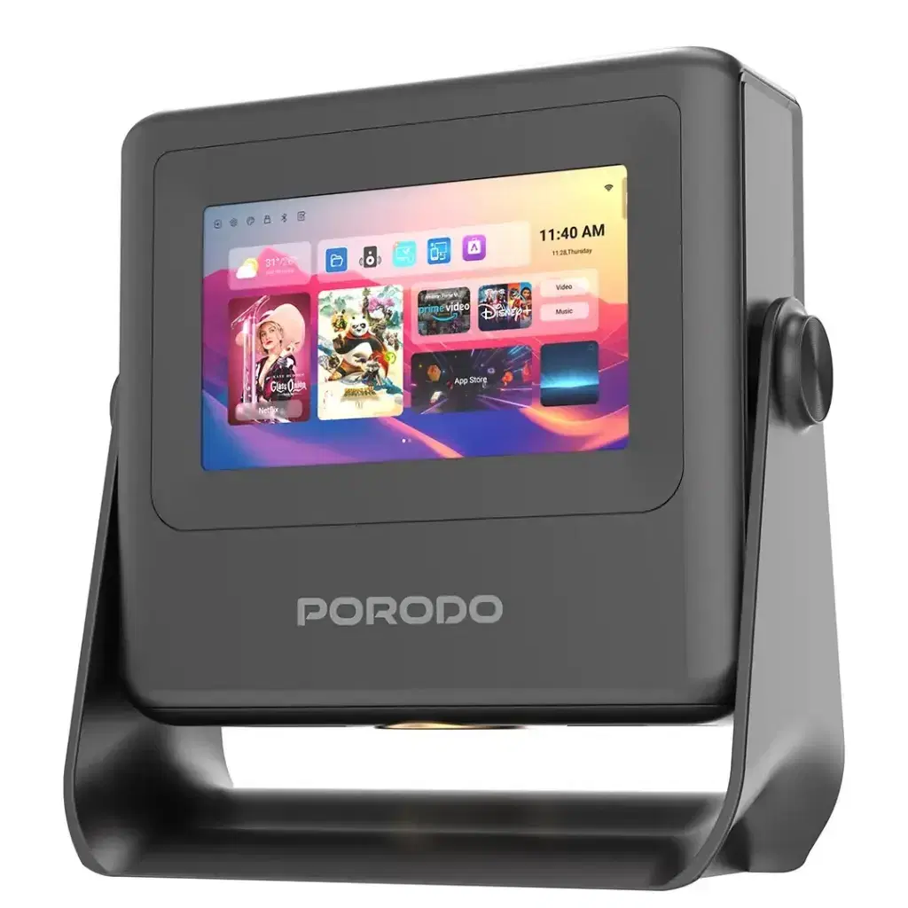 Porodo LifeStyle PDA10BBK Optivis – Smart HD Projector with Touch Display and LED Light Source