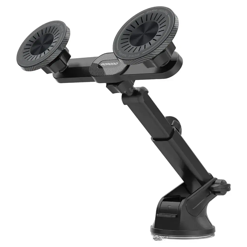 Porodo Dax-L Dual MagSafe Car Phone Mount with Adjustable Telescopic Arm - PDCT077BK
