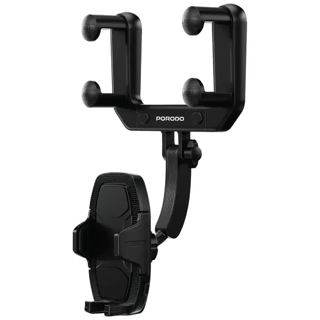 Porodo PDRVMPHBK Mirror-Mounted Phone Holder: Stable Vision for the Road