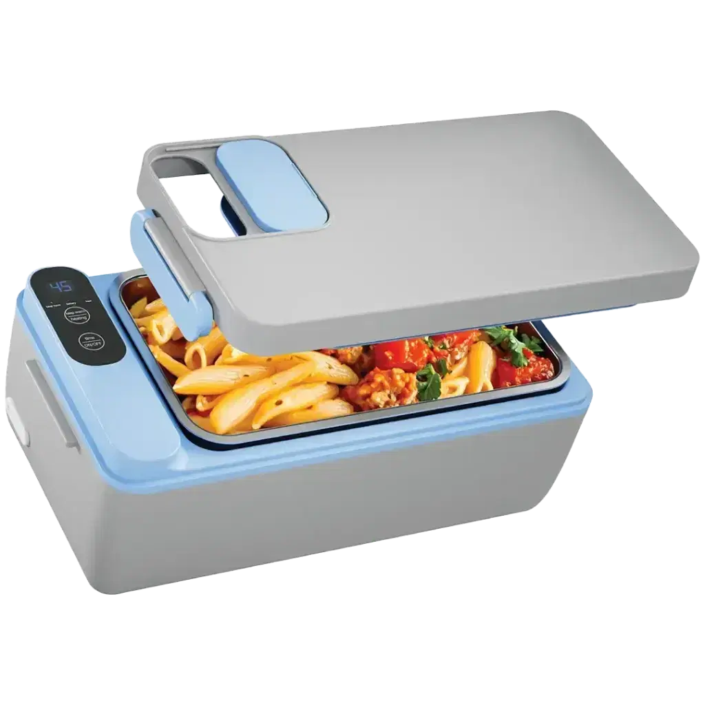 Powerology PLBF818GYBL Lumo Portable Heated Lunch Box - Gray Blue