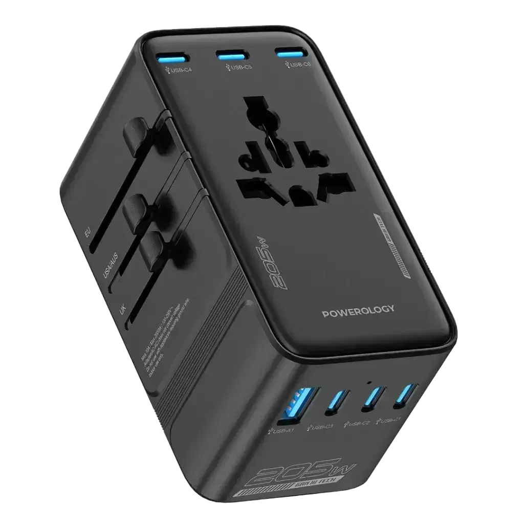 Powerology PPBCHA120BK Spetrova GaN Multi-Port Universal Adapter PD 140W