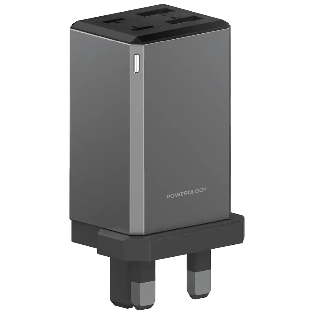 Powerology 65W GaN UK Plug Travel Adapter - PWCUQC063GR