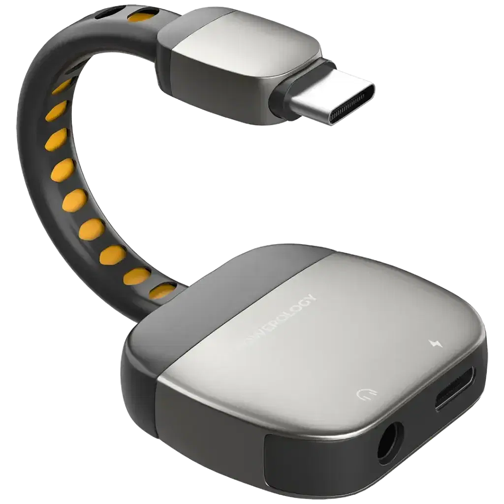 Powerology PWYSTC8722GY 2-in-1 Type-C to 3.5mm AUX Adapter
