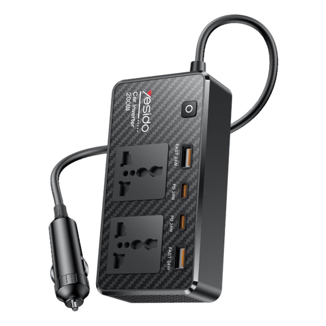 VC07 12V To 200V Incependent Switch Multiple Protections USB QC3.0+TC PD Fast Charging Car Inverter